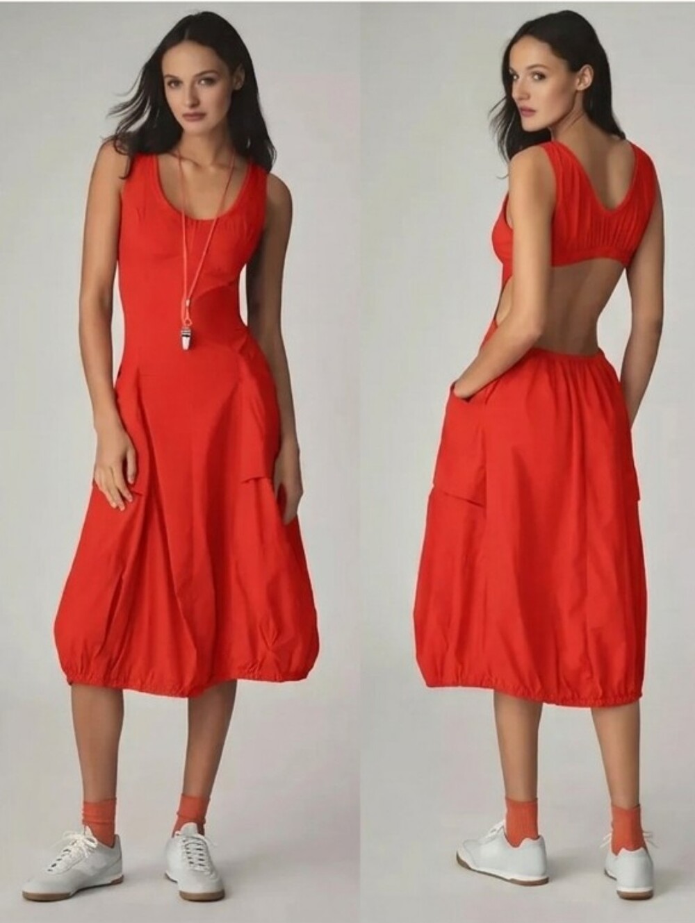 $148 Daily Practice Fastpack Bubble-Hem Midi Dress Size Large
